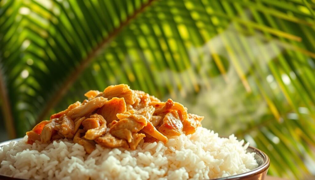 Hawaiian chicken long rice traditional dish