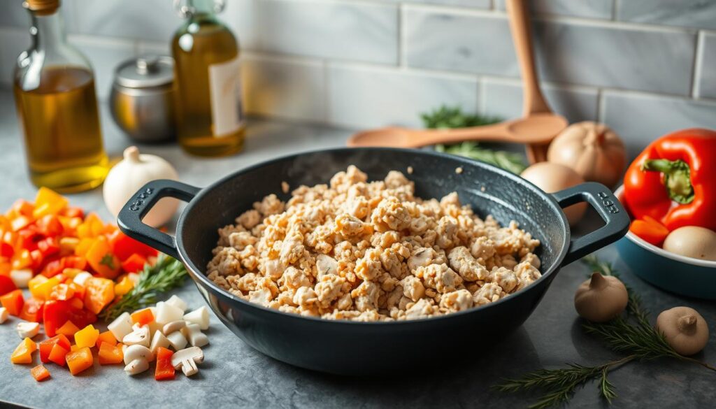 One-Skillet Ground Chicken Meal Preparation