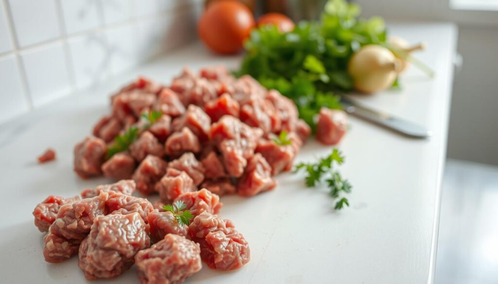 Chopped Steak Meat Preparation