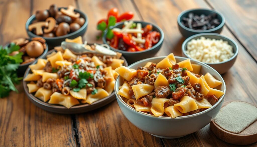 Creamy Beef and Bowtie Pasta Variations