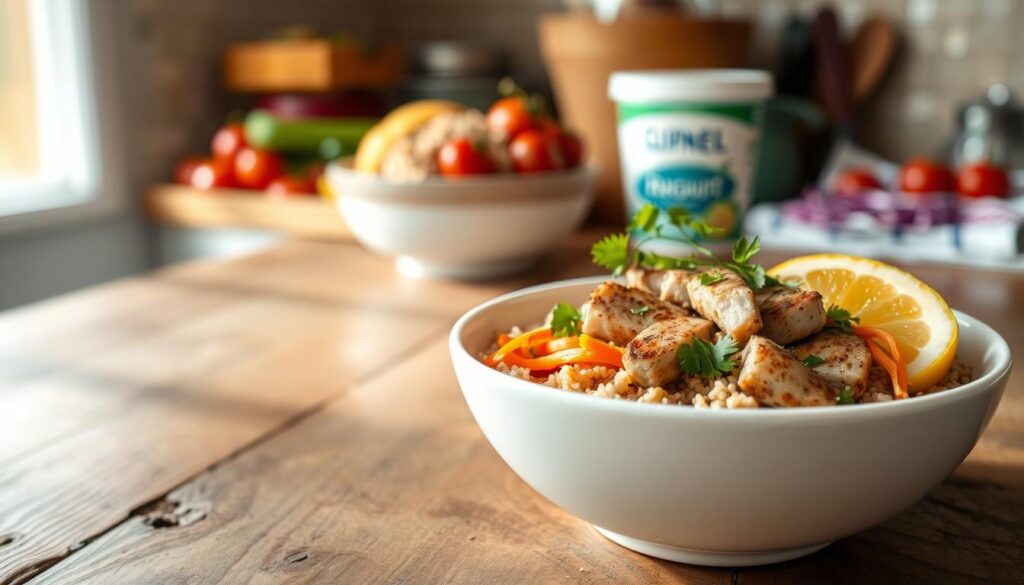 Healthy Tuna Grain Bowl Assembly