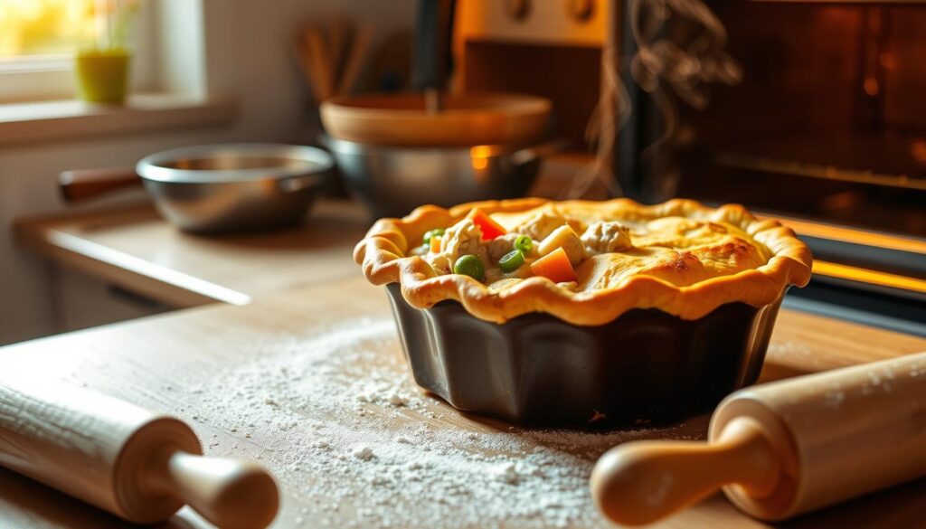 Homemade Chicken Pot Pie Baking