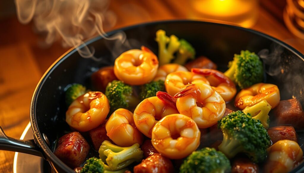 Honey Garlic Shrimp Skillet Dish