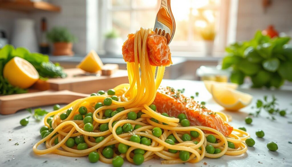 Salmon Pasta Preparation