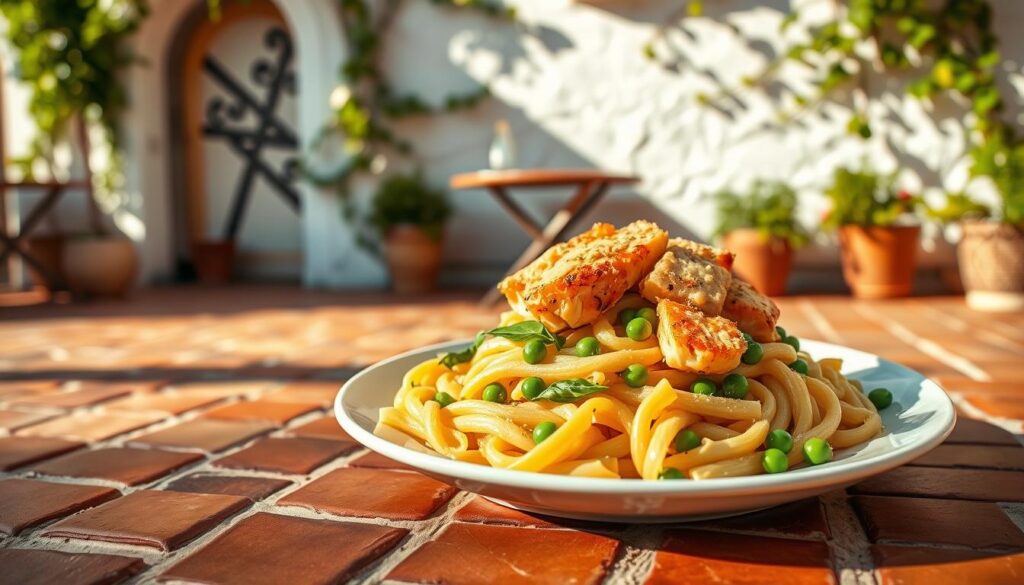 Salmon Pasta with Peas Mediterranean Cuisine