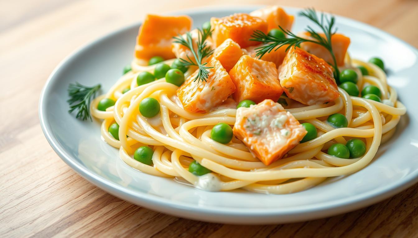 pasta with salmon and peas